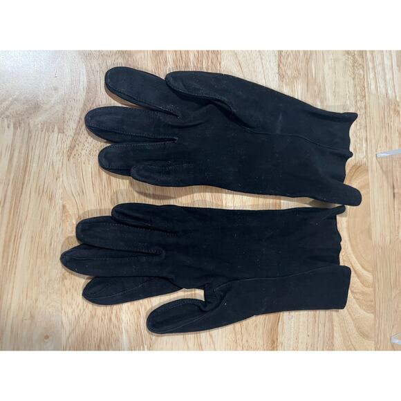 Vintage Dainty Soft Black Leather Gloves Small JL - Picture 5 of 11